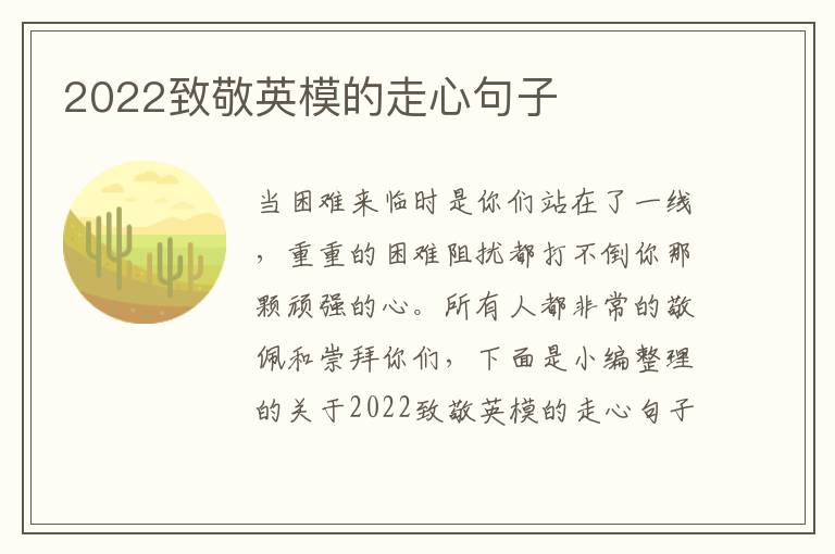 2022致敬英模的走心句子