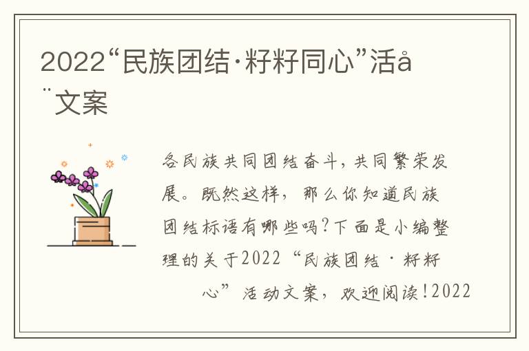 2022“民族團結(jié)·籽籽同心”活動文案