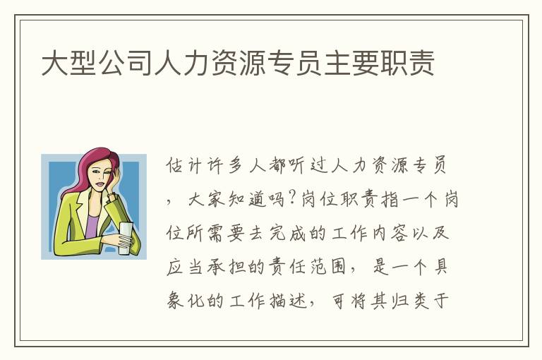 大型公司人力資源專員主要職責(zé)