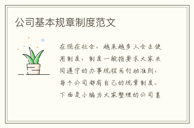 公司基本規章制度范文