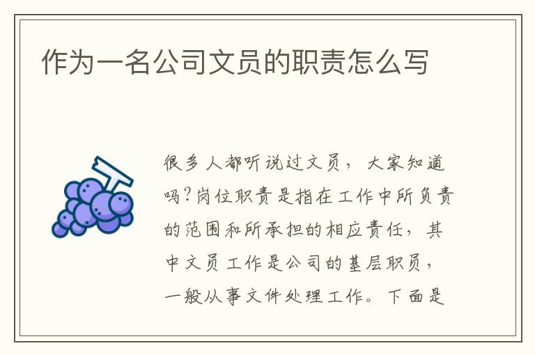 作為一名公司文員的職責怎么寫