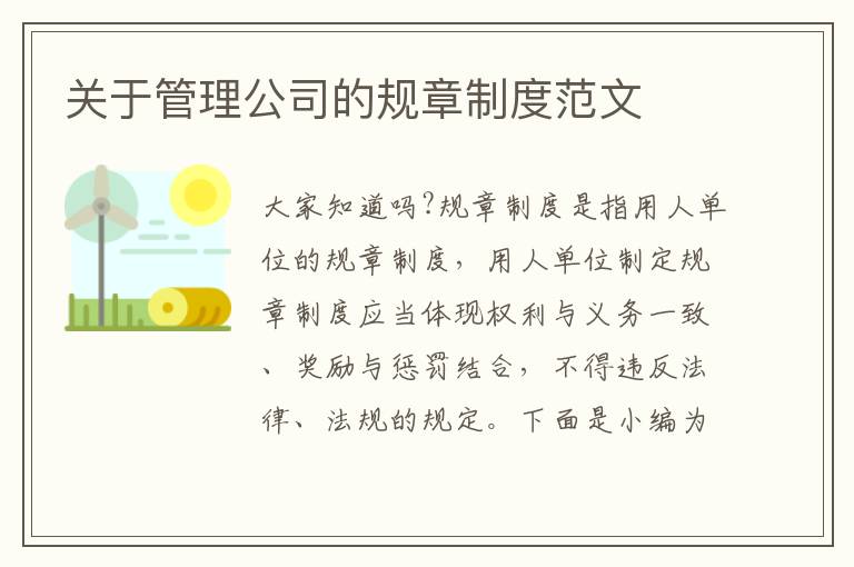 關(guān)于管理公司的規(guī)章制度范文