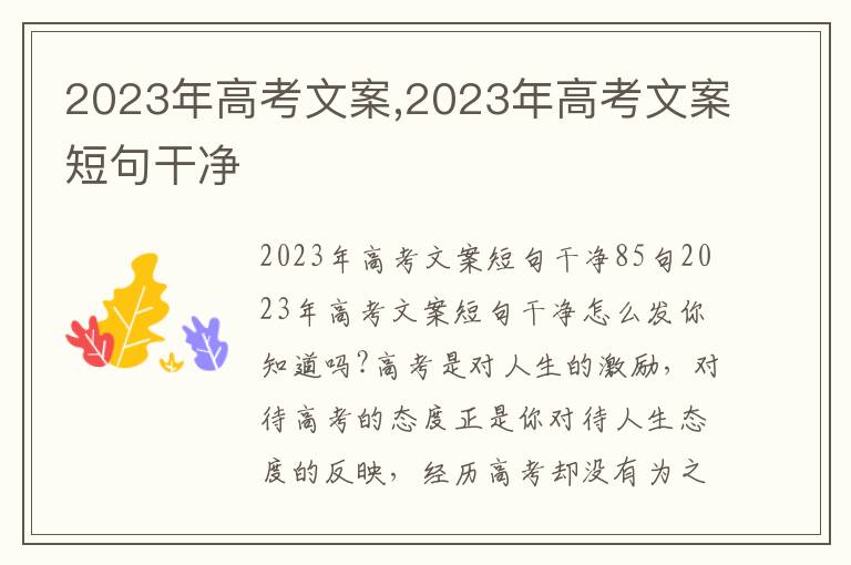 2023年高考文案,2023年高考文案短句干凈