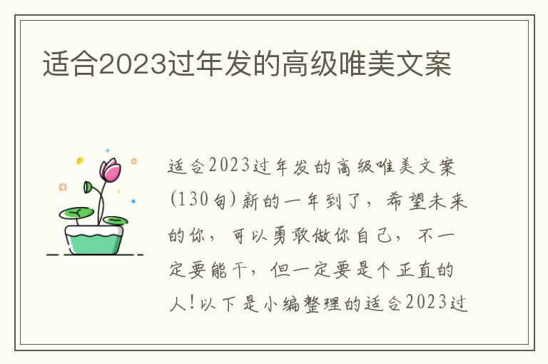 適合2023過年發(fā)的高級(jí)唯美文案