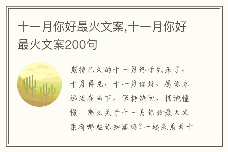 十一月你好最火文案,十一月你好最火文案200句