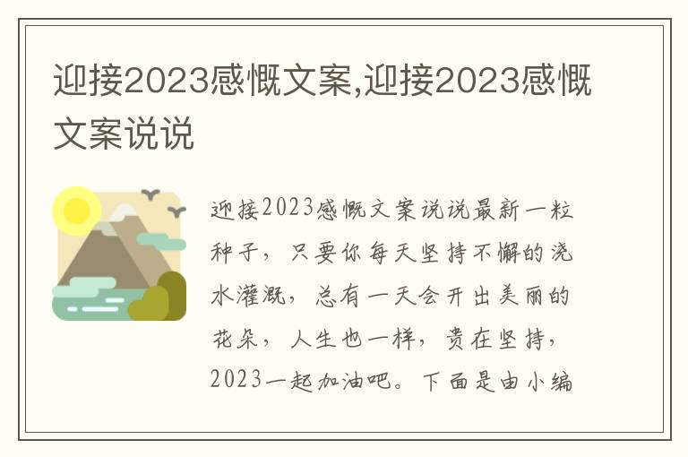 迎接2023感慨文案,迎接2023感慨文案說說