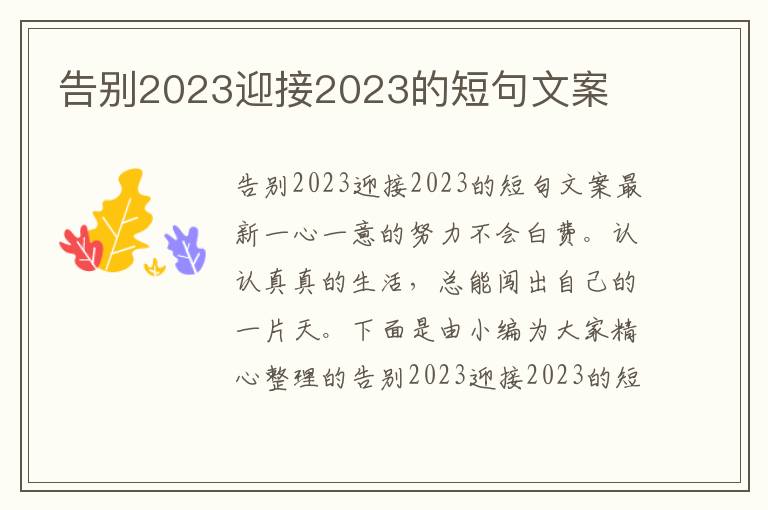 告別2023迎接2023的短句文案