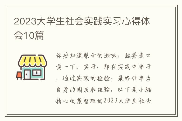 2023大學(xué)生社會實踐實習(xí)心得體會10篇