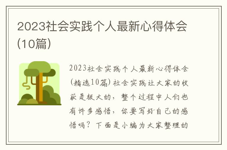 2023社會實踐個人最新心得體會(10篇)