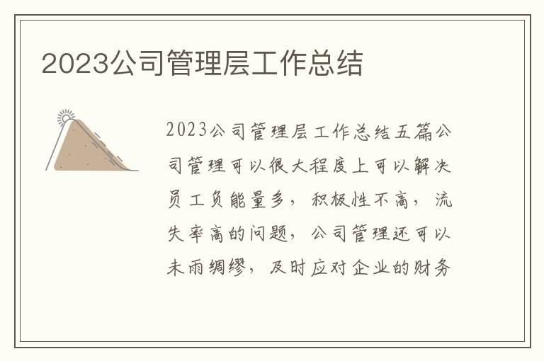 2023公司管理層工作總結