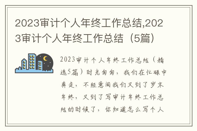 2023審計個人年終工作總結,2023審計個人年終工作總結（5篇）