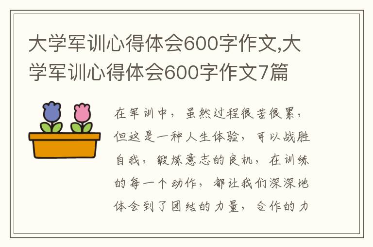 大學(xué)軍訓(xùn)心得體會(huì)600字作文,大學(xué)軍訓(xùn)心得體會(huì)600字作文7篇