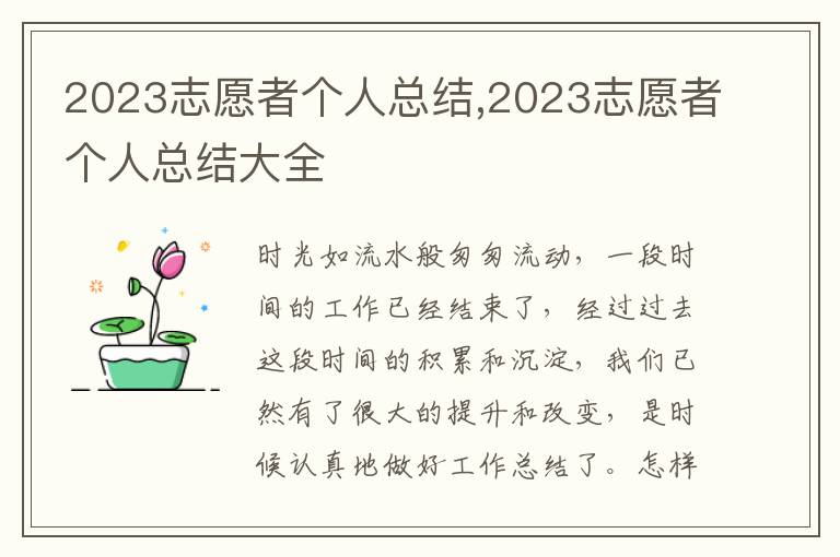 2023志愿者個人總結,2023志愿者個人總結大全