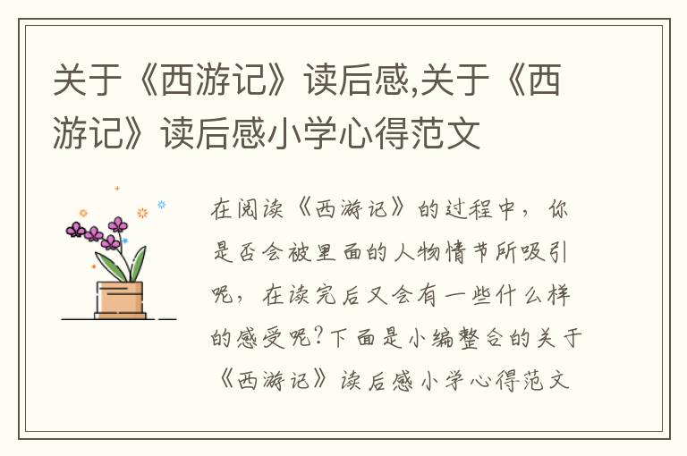 關于《西游記》讀后感,關于《西游記》讀后感小學心得范文