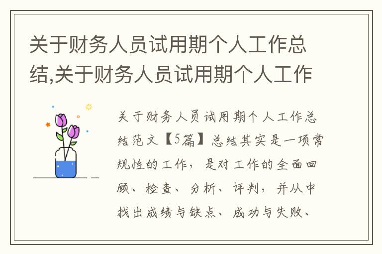 關于財務人員試用期個人工作總結,關于財務人員試用期個人工作總結范文