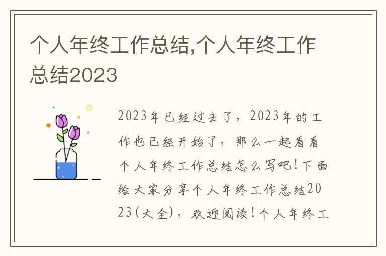 個人年終工作總結,個人年終工作總結2023