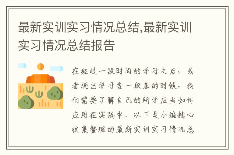 最新實訓實習情況總結,最新實訓實習情況總結報告