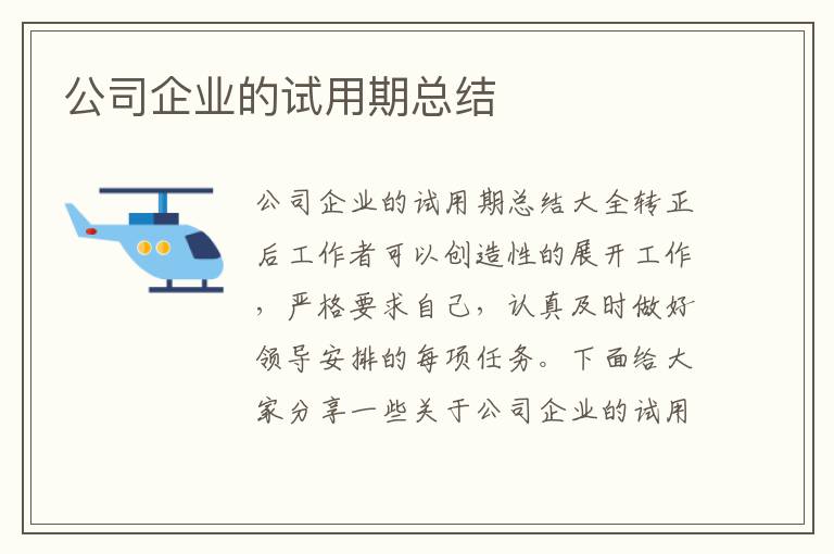 公司企業的試用期總結