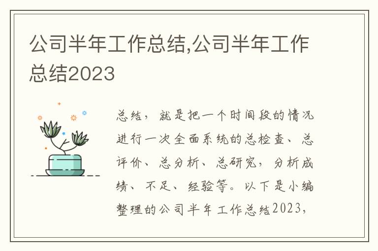 公司半年工作總結,公司半年工作總結2023