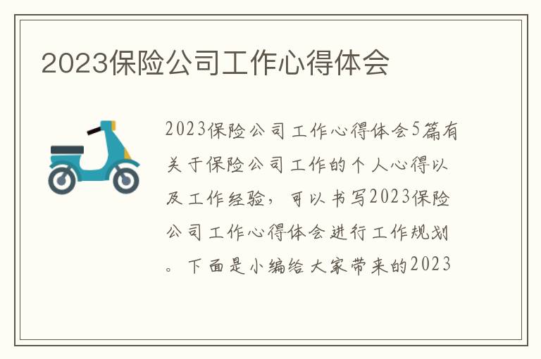 2023保險公司工作心得體會