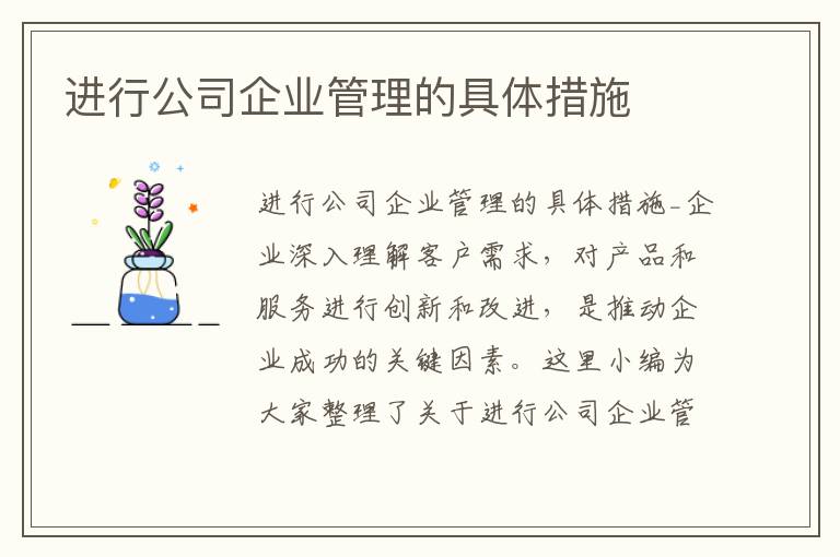 進行公司企業(yè)管理的具體措施