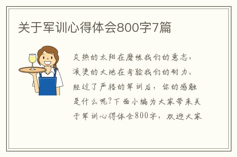 關(guān)于軍訓(xùn)心得體會800字7篇