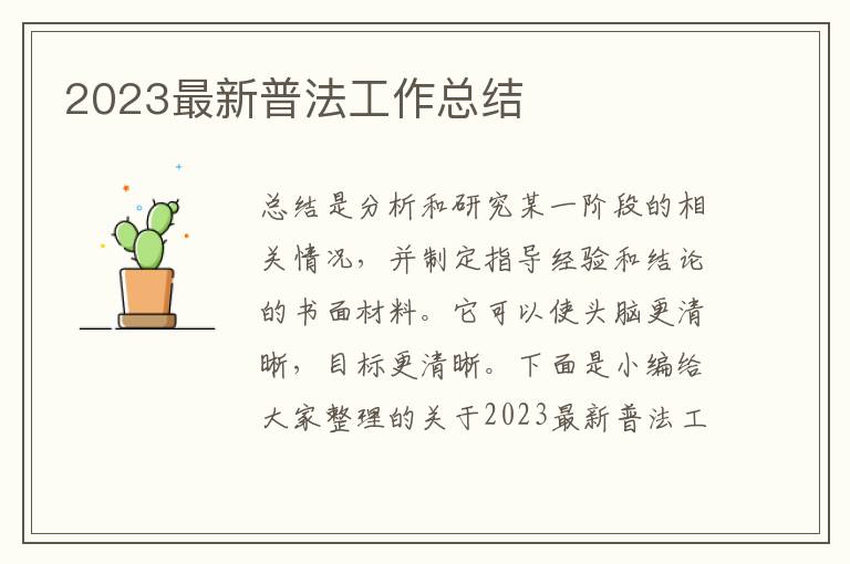 2023最新普法工作總結