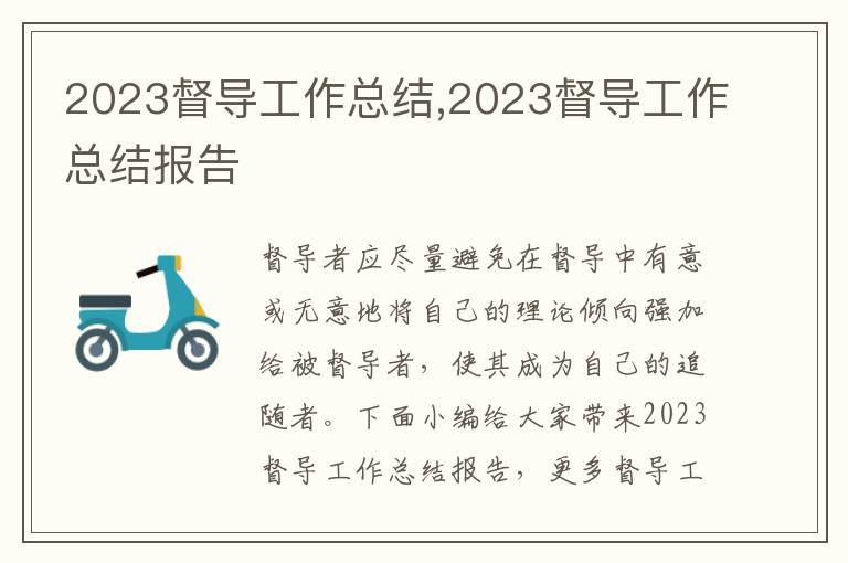 2023督導工作總結,2023督導工作總結報告