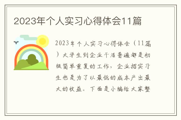 2023年個人實習心得體會11篇