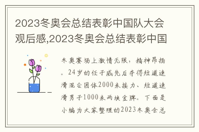 2023冬奧會總結表彰中國隊大會觀后感,2023冬奧會總結表彰中國隊大會觀后感（9篇）