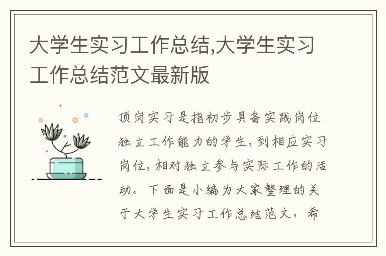 大學(xué)生實(shí)習(xí)工作總結(jié),大學(xué)生實(shí)習(xí)工作總結(jié)范文最新版