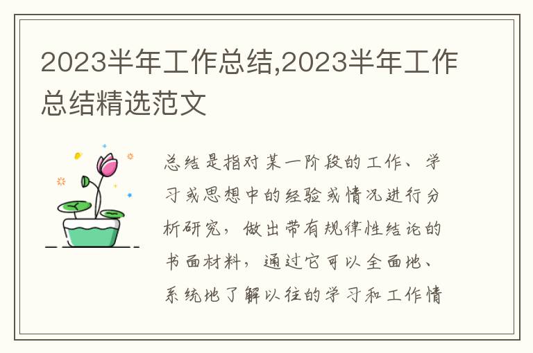 2023半年工作總結,2023半年工作總結精選范文