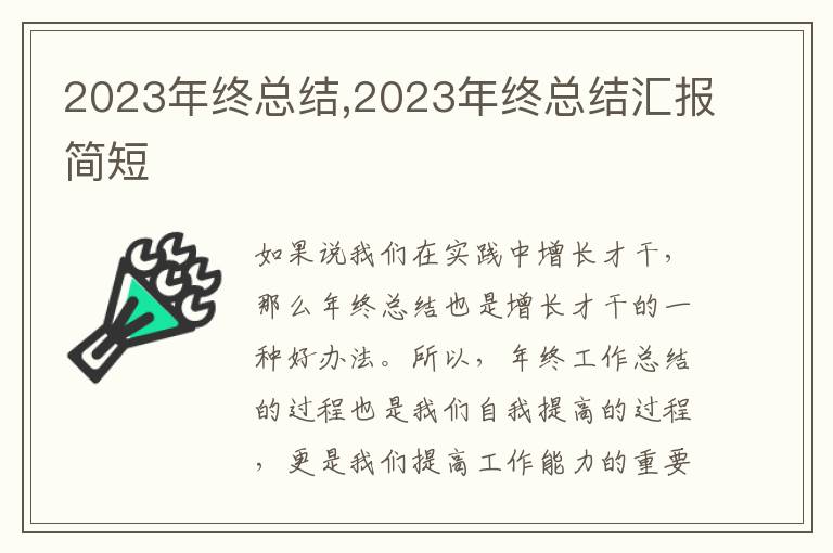 2023年終總結(jié),2023年終總結(jié)匯報(bào)簡短