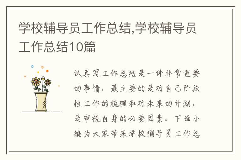 學校輔導員工作總結,學校輔導員工作總結10篇