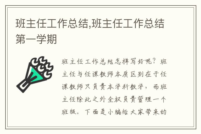 班主任工作總結,班主任工作總結第一學期