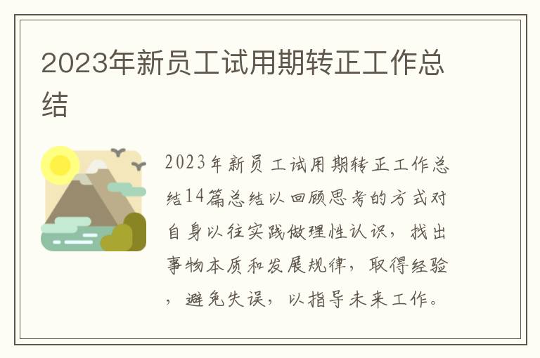 2023年新員工試用期轉正工作總結