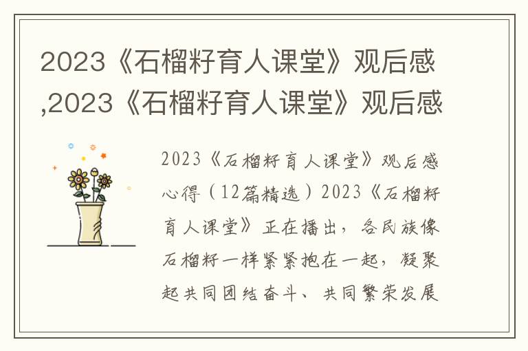 2023《石榴籽育人課堂》觀后感,2023《石榴籽育人課堂》觀后感心得12篇