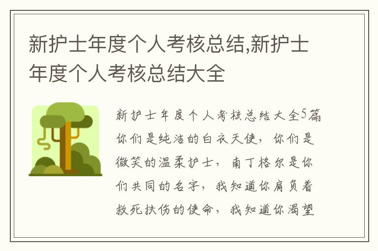 新護士年度個人考核總結,新護士年度個人考核總結大全