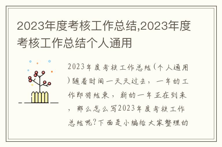 2023年度考核工作總結,2023年度考核工作總結個人通用