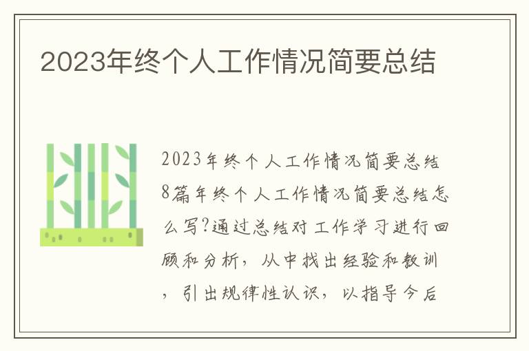 2023年終個人工作情況簡要總結