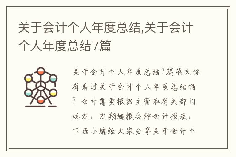 關于會計個人年度總結,關于會計個人年度總結7篇