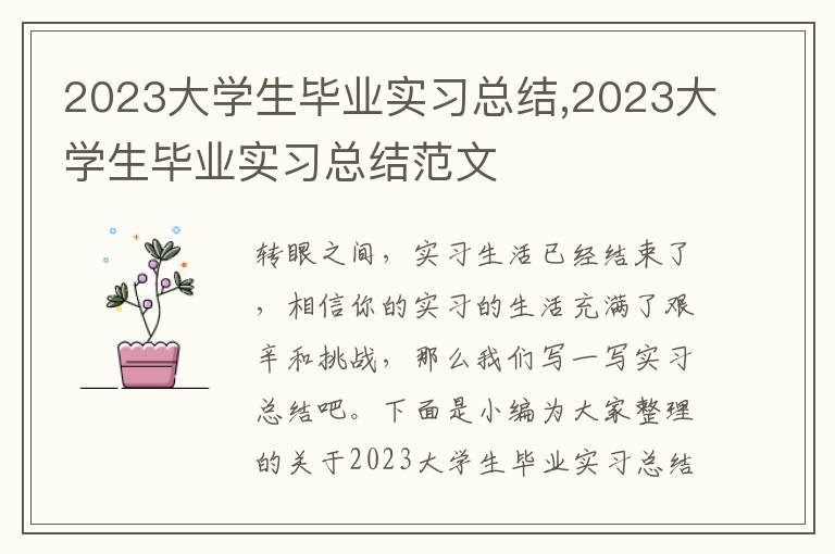 2023大學生畢業實習總結,2023大學生畢業實習總結范文