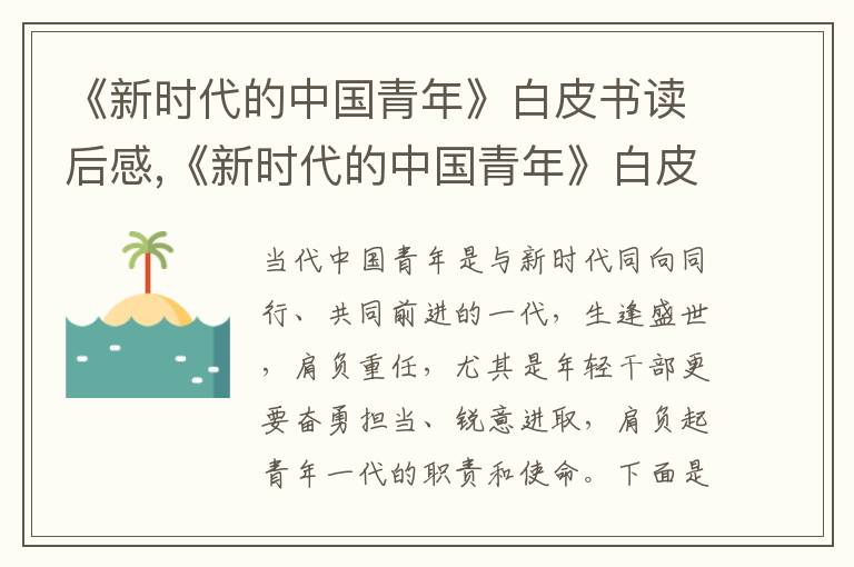 《新時代的中國青年》白皮書讀后感,《新時代的中國青年》白皮書讀后感心得