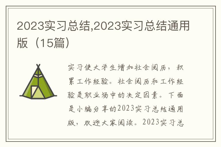 2023實(shí)習(xí)總結(jié),2023實(shí)習(xí)總結(jié)通用版（15篇）