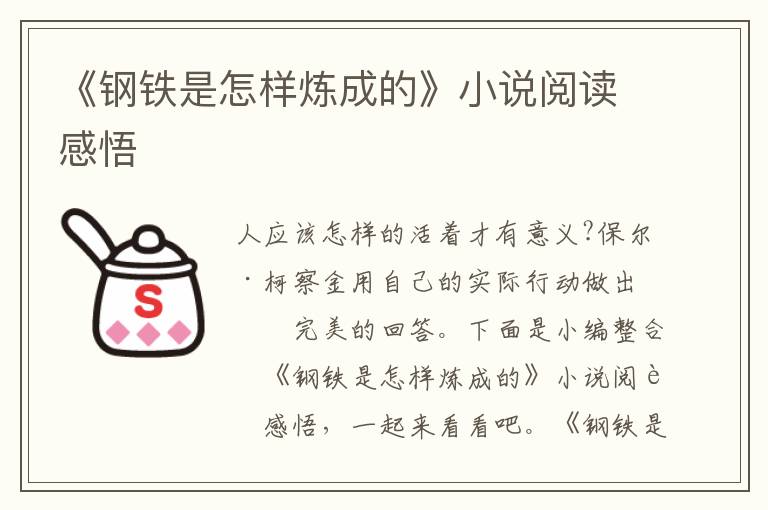 《鋼鐵是怎樣煉成的》小說閱讀感悟