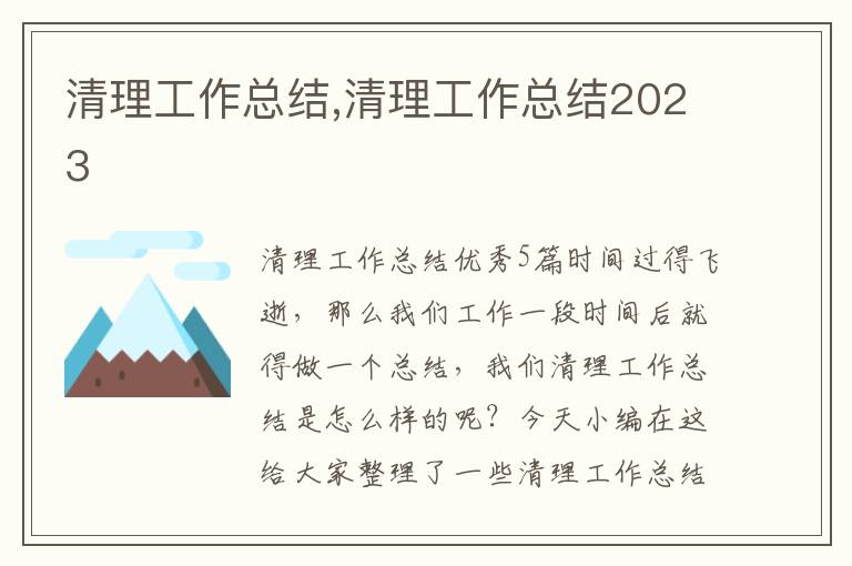 清理工作總結(jié),清理工作總結(jié)2023