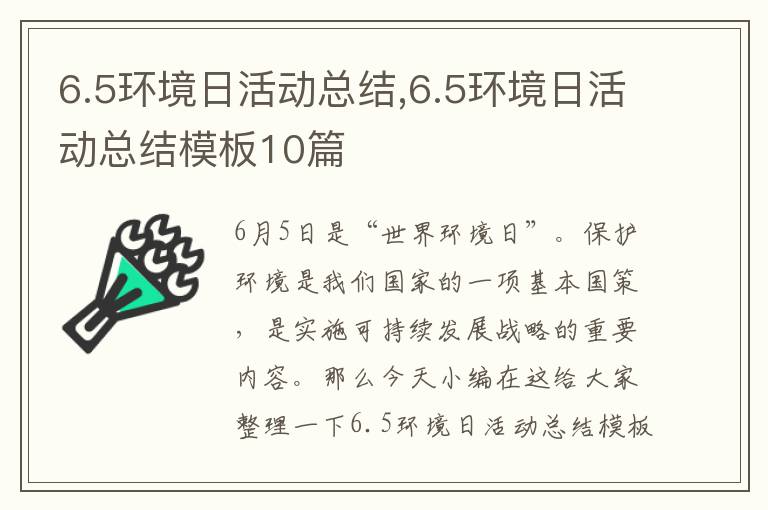 6.5環境日活動總結,6.5環境日活動總結模板10篇