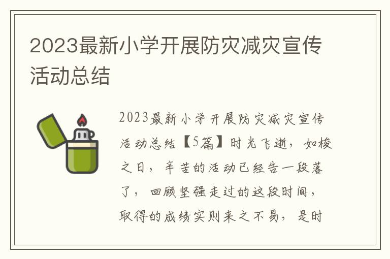 2023最新小學開展防災減災宣傳活動總結