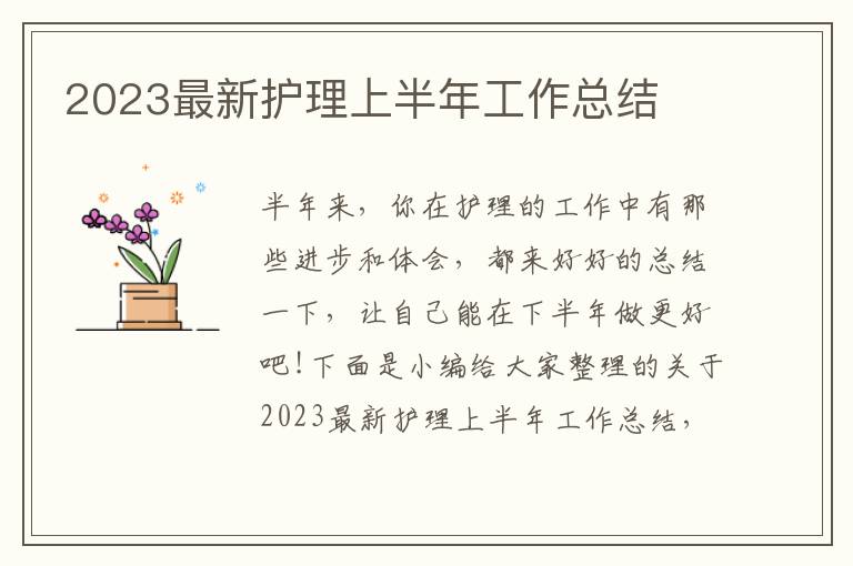 2023最新護理上半年工作總結