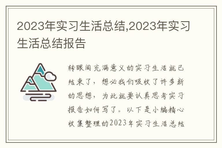 2023年實(shí)習(xí)生活總結(jié),2023年實(shí)習(xí)生活總結(jié)報(bào)告